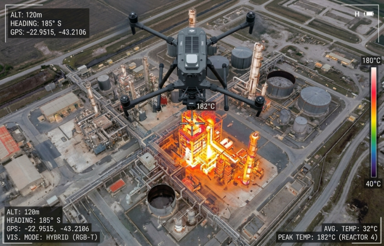 Drone DJI MATRICE da Torque engenharia em medição térmica de área industrial